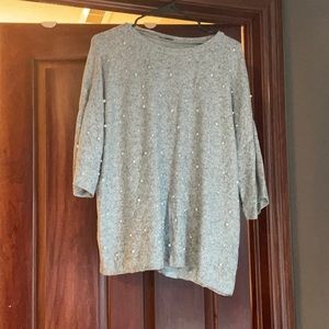 Zara short sleeved knit sweater with pearls